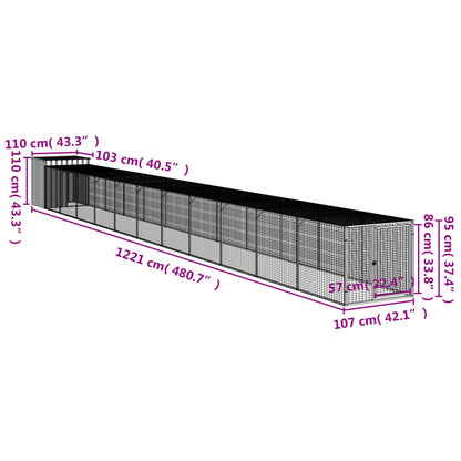 Vidaxl Gallinero Con Corral Acero Galvanizado Gris 110x1221x110 Cm_2