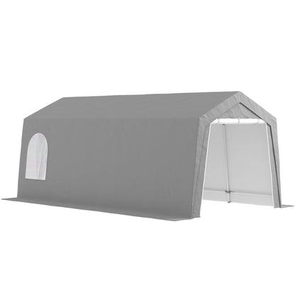Outsunny Cobertizo Jardín Exterior 300x597x257 Cm Impermeable Gris_0
