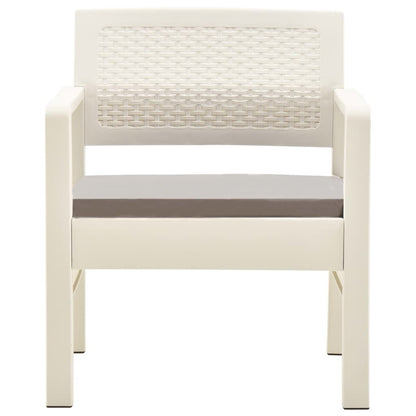 Vidaxl Set De Muebles De Jardín 3 Piezas Con Cojines Plástico Blanco_3