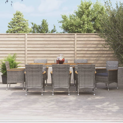 Vidaxl Set Comedor Jardín 9 Pzas Y Cojines Ratán Sintético Gris_1