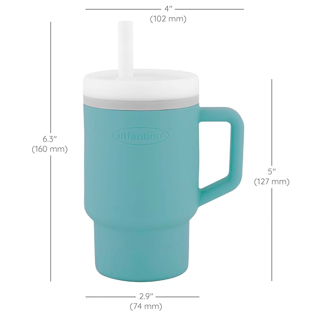 Infantino Mi Primer Vaso, Pajita Resistente Y Asa Para Niños Pequeños, Fácil De Limpiar, 250ml, Pastel Azul_2