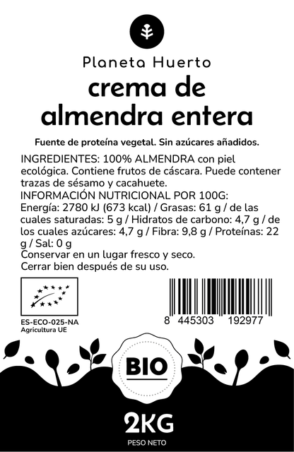 Creme de Amêndoas Integrais ECO Planeta Huerto 2kg