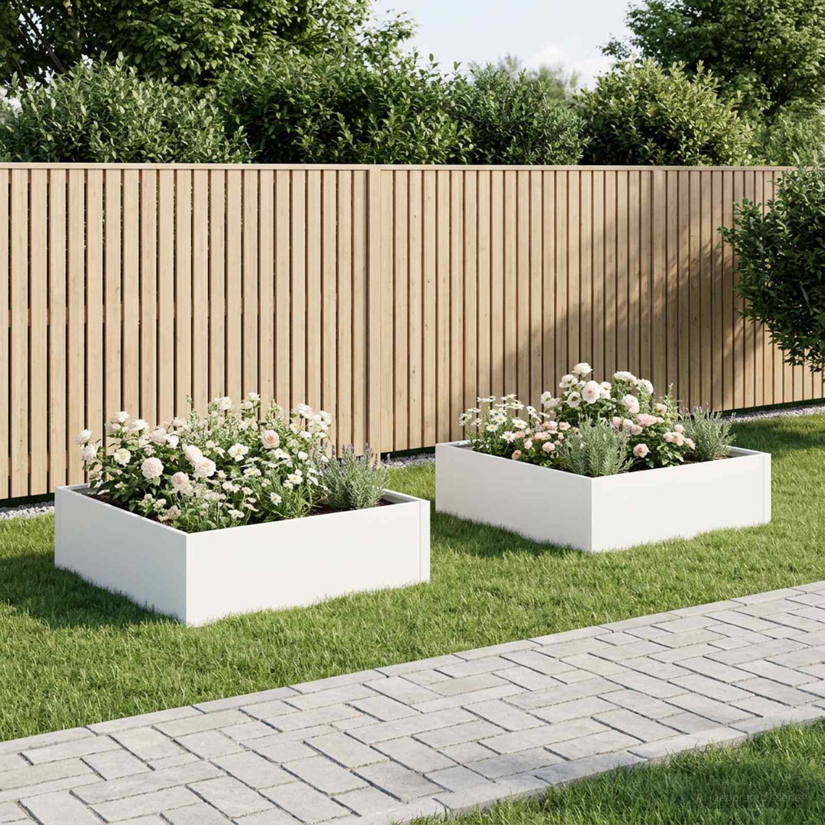 Macetero De Jardín 2 Uds. Blanco 80 X 80 X 30 Cm_1