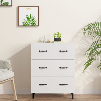 Aparador De Madera Contrachapada Blanco Brillante 69,5x34x90 Cm / Vetonek_2