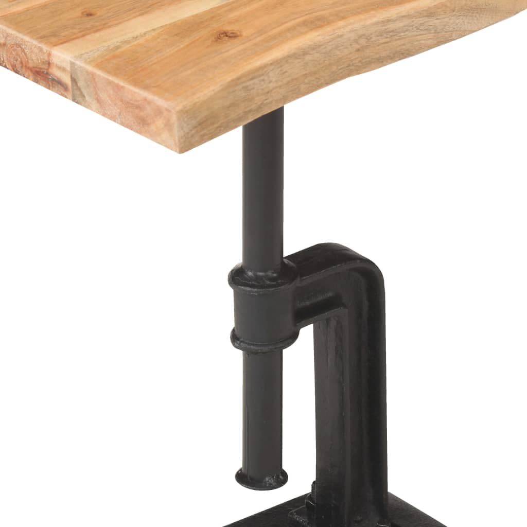 Mesa Auxiliar Madera Maciza Acacia Y Hierro Fundido 45x35x48 Cm_2