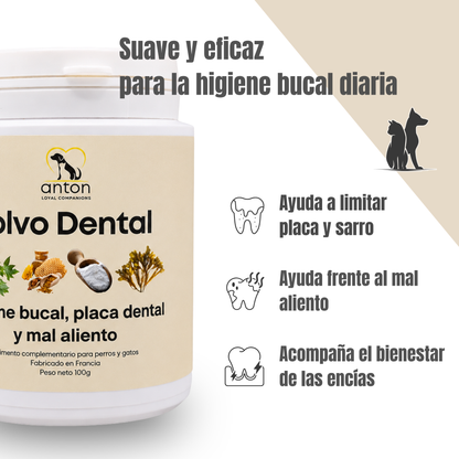 Polvo dental natural para perros y gatos – Limpieza dental, sarro y mal aliento – 100 g_1
