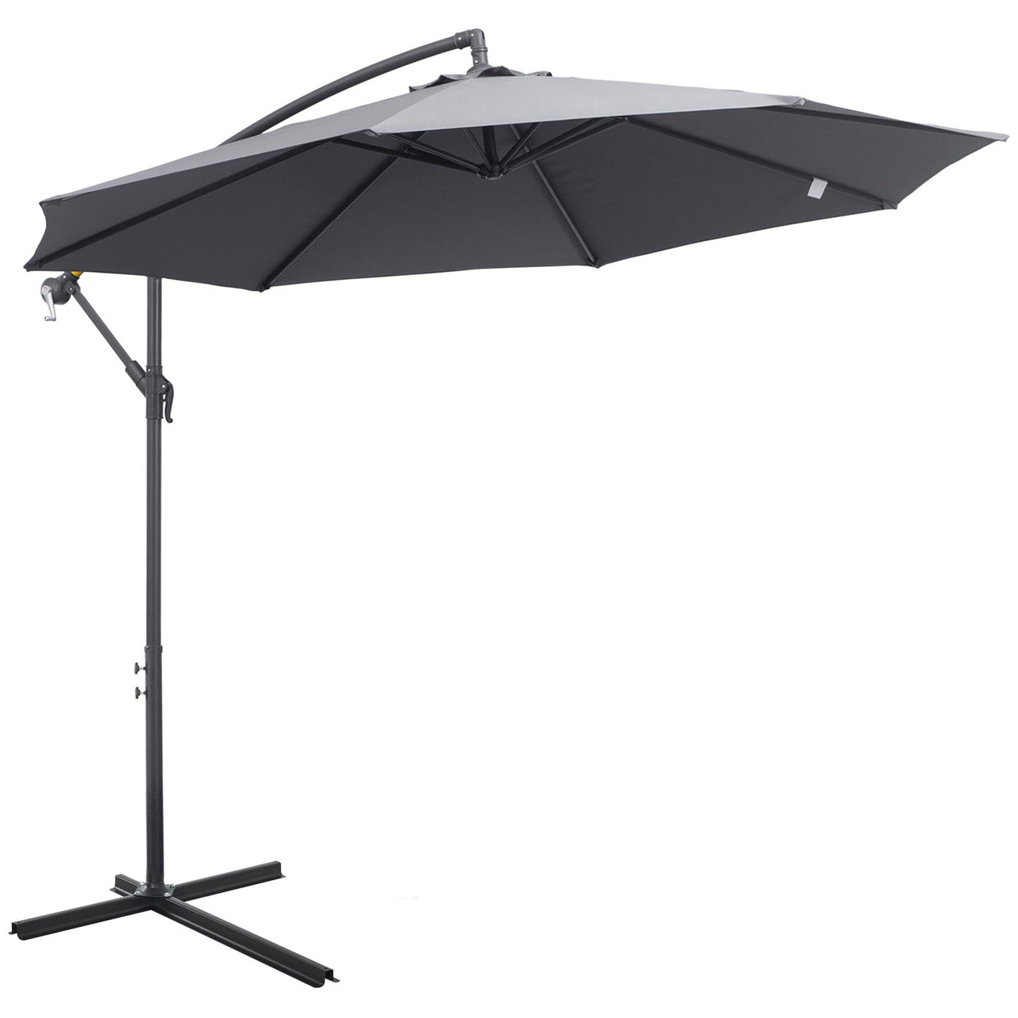 Outsunny Sombrilla De Jardín Ø295x255cm Inclinable Manivela Base Cruzada Gris_0