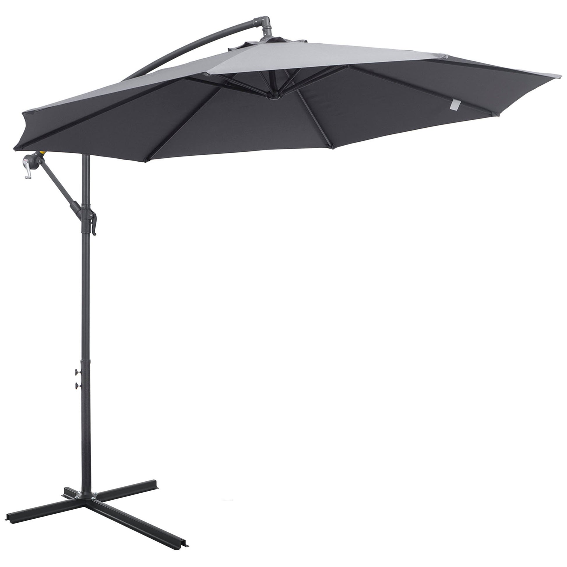 Outsunny Sombrilla De Jardín Ø295x255cm Inclinable Manivela Base Cruzada Gris_0