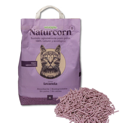 Sustrato Absorbente Wuapu Naturcorn Lavanda En Pelet Biodegradable Para Gato 3 Uds 17'5l_0