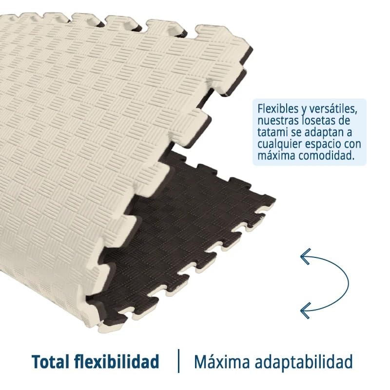 Artatami® Tatami Puzzle 1x1x20 mm Marron - Beige Pack Ahorro【2 Unidades】Gimnasios - Fitness - Pilates - Yoga_2