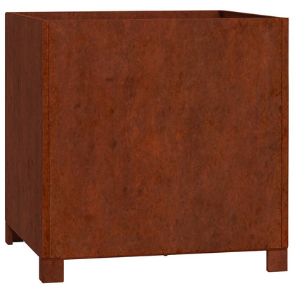 Jardinera Con Patas Acero Corten Oxidado 50x50x50 Cm_0
