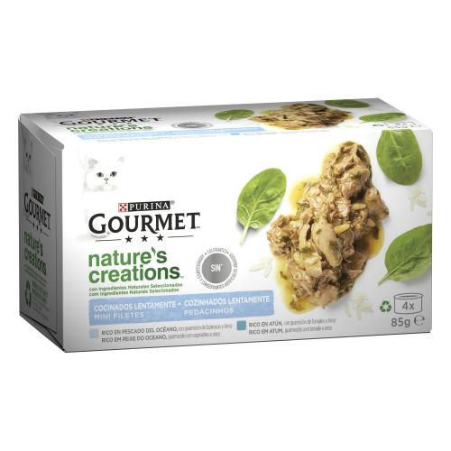 GOURMET Nature's Creations Mini Filetes Ricos em Peixe do Oceano e Atum 4 x 85 g