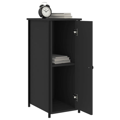 Mesita De Noche Madera De Ingeniería Negro 32x42x80 Cm_2