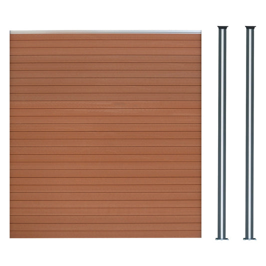 Vallas Para Exteriores De Wpc Y Aluminio - 1x Panel + 2x Postes | Marrón_0