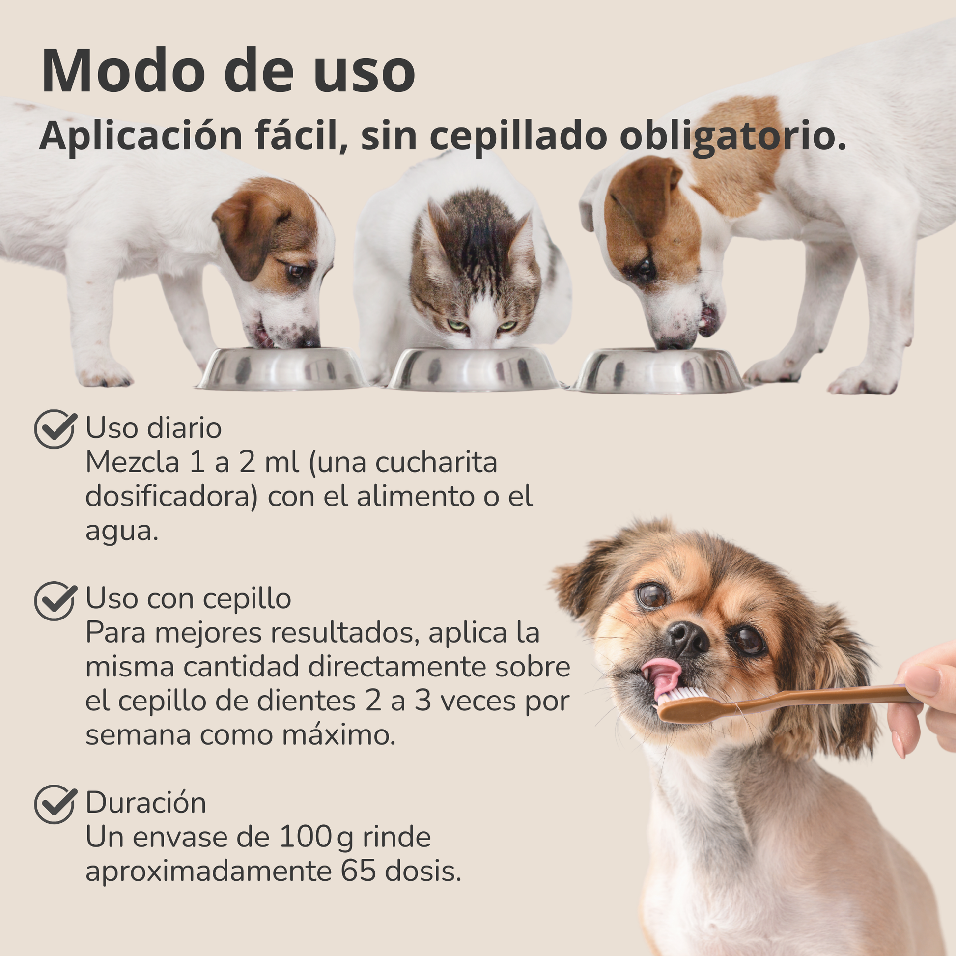 Polvo dental natural para perros y gatos – Combate sarro, placa y mal aliento – 150 g