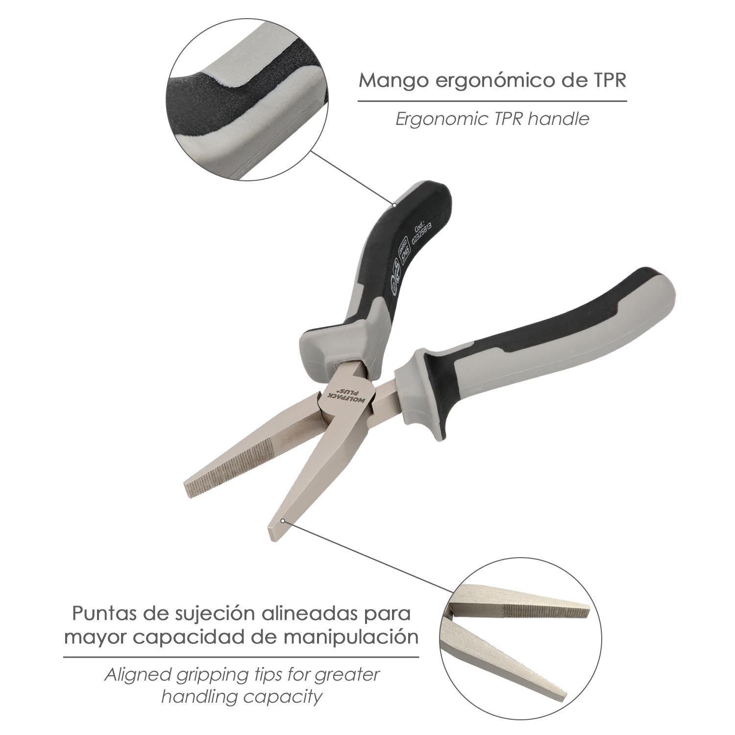 Alicates Boca Plana 150 Mm. Acero Cromo Vanadio Din-iso 5745 Alicates Punta Plana, Alicates Boca Plana Larga,