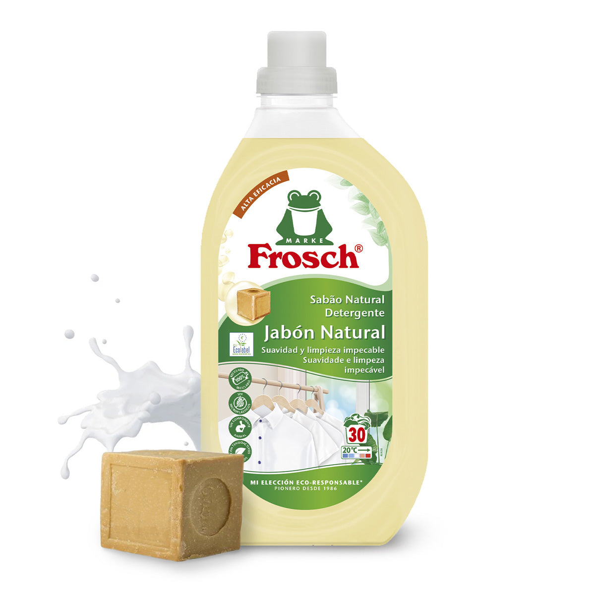 Embalagem de 10 detergentes naturais Frosch 1500 ml