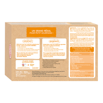 Bolachas com óleo essencial de laranja (8-10 meses) Babybio 120 g
