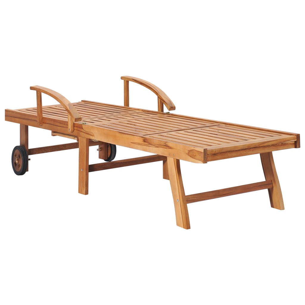 Tumbona Con Cojín Estampado De Hojas Madera Maciza De Teca_3