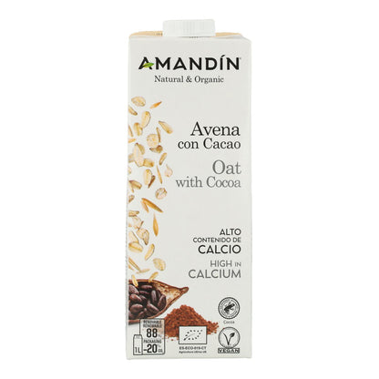 Pack de 12 Bebidas de Aveia Amandin com Cacau 1 L