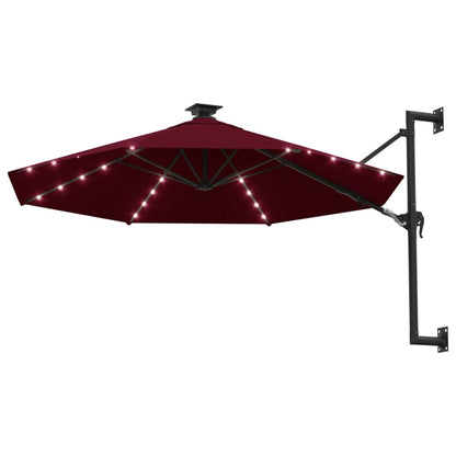 Vidaxl Sombrilla De Jardín De Pared Con Luces Led Burdeos 300 Cm_1