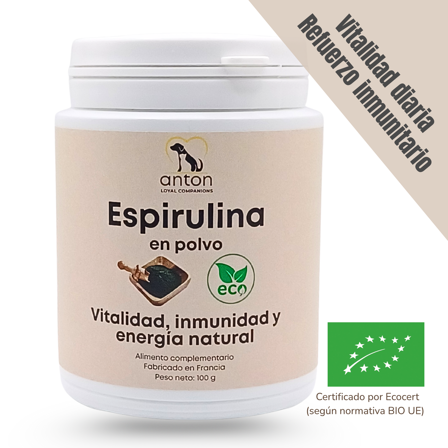 Suplemento natural para perros y gatos – Espirulina ECO Vitalidad & Defensas 100 g_0