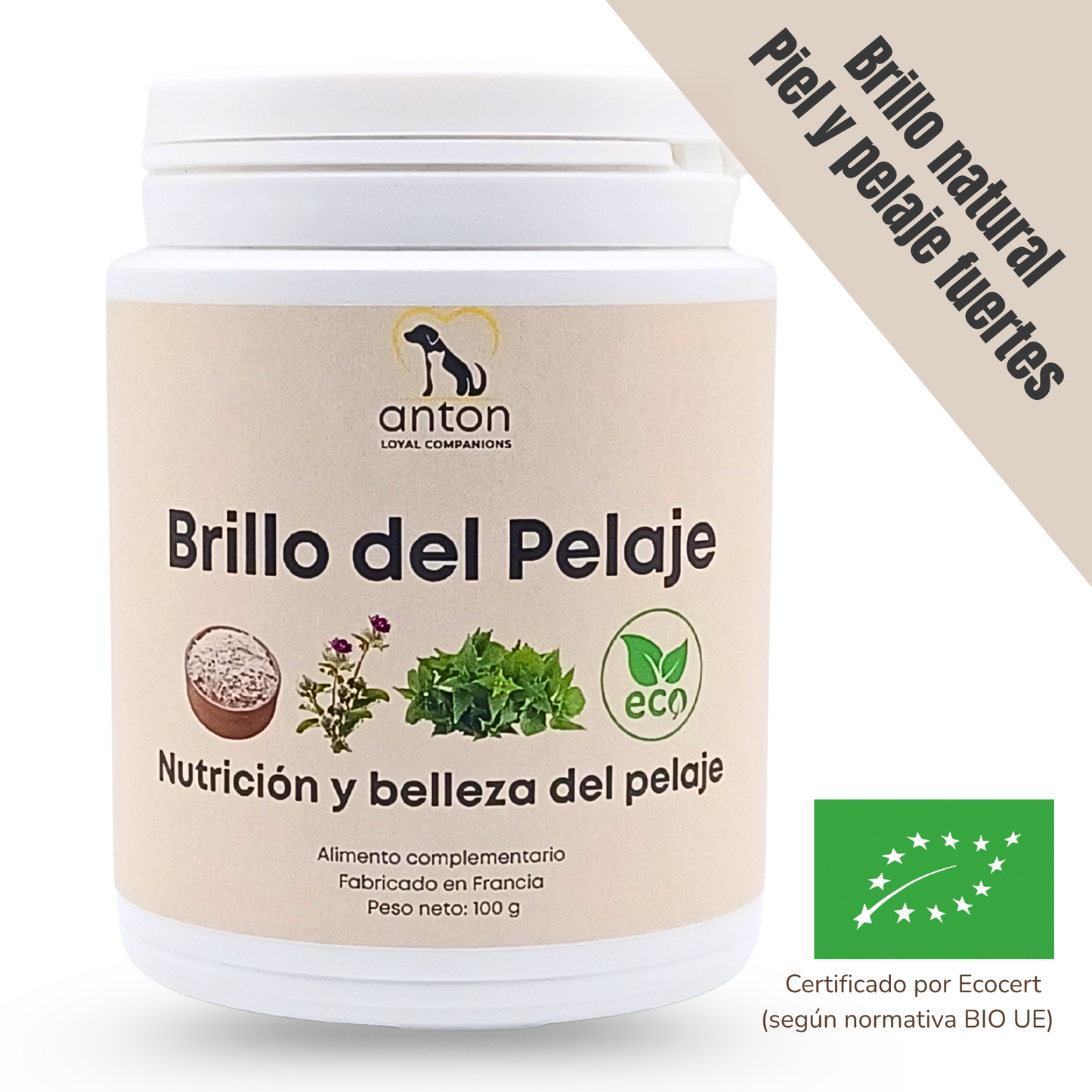 Suplemento natural para perros y gatos – Fórmula Brillo del Pelaje ECO 100 g