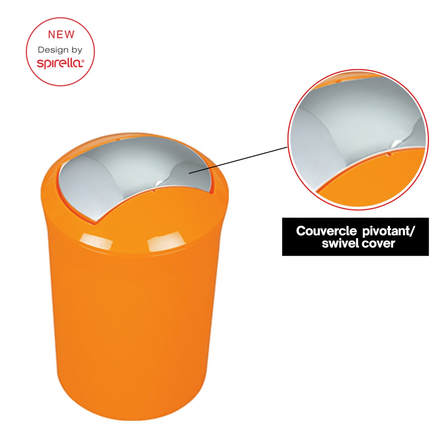 Cubo De Basura Spirella Colección Sydney Color Naranja Acrilico (5l)_2