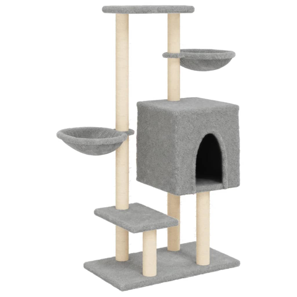 Rascador Para Gatos Con Postes De Sisal Gris Claro 117 Cm_0