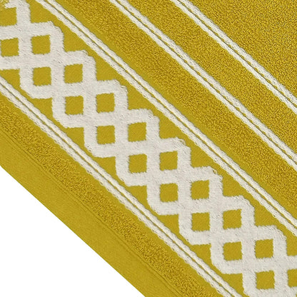 Juego De 3 Toallas De Baño De Algodón De Rizo 450 Gr/m2, De 50x30; 100x50; 150x100 Cm, Color Mostaza De La Colección Diamante