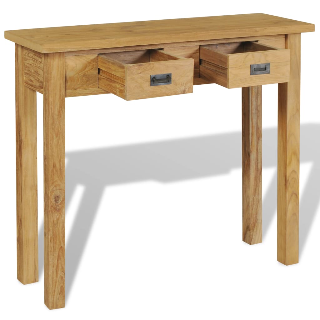 Mesa Consola Madera De Teca Maciza 90x30x80 Cm_1