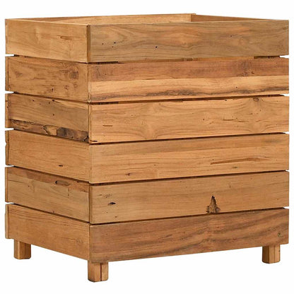 Arriate Elevado Madera De Teca Reciclada Y Acero 50x40x55 Cm_0