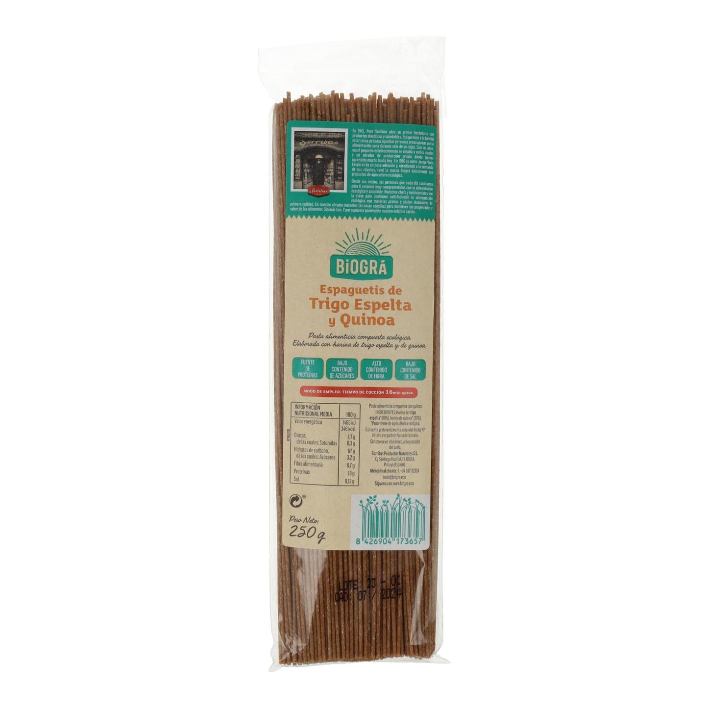 Esparguete de Quinoa e Espelta Biográ Biológico 250 g