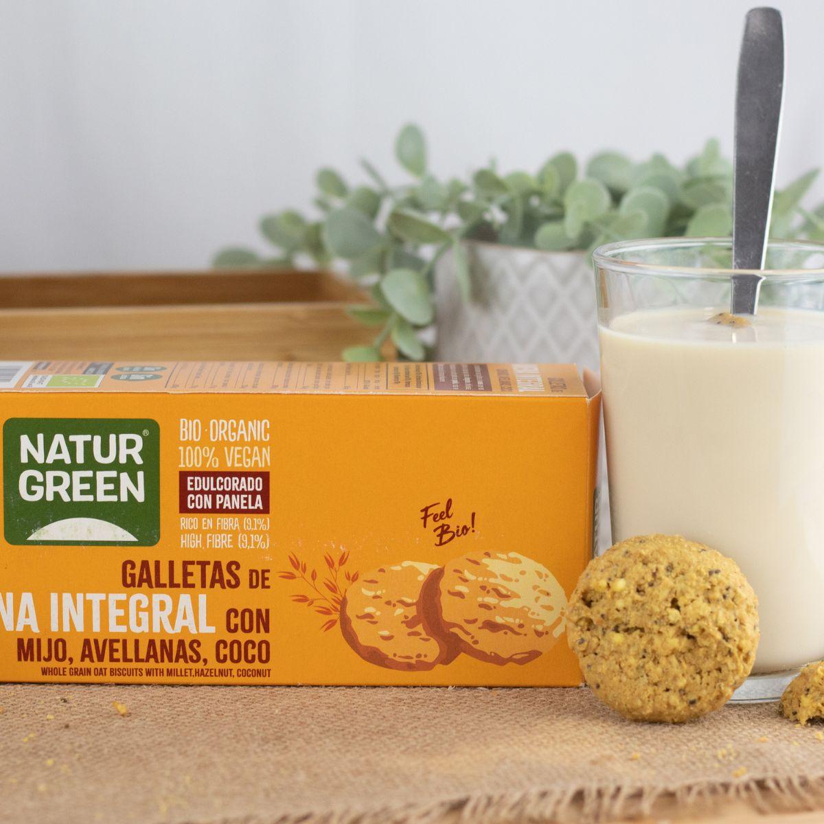 Bolachas de Aveia Integral Vegan com Milho, Avelãs e Coco Bio Naturgreen 140 g