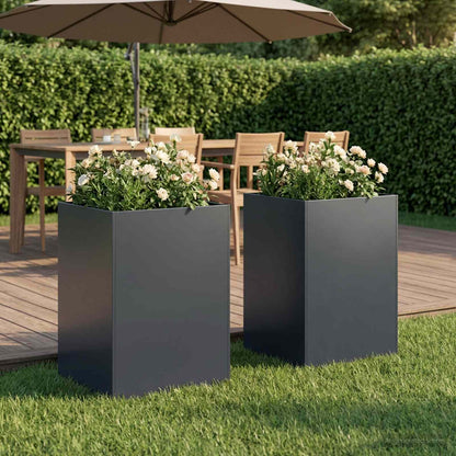 Macetero De Jardín 2 Uds. Gris Antracita 40 X 40 X 75 Cm_1
