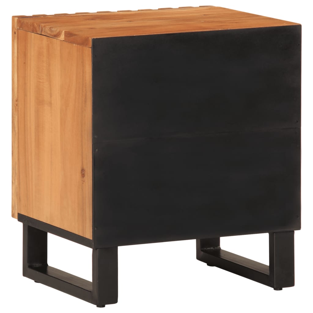 Mesita De Noche De Madera Maciza De Acacia 40x34x46 Cm_3