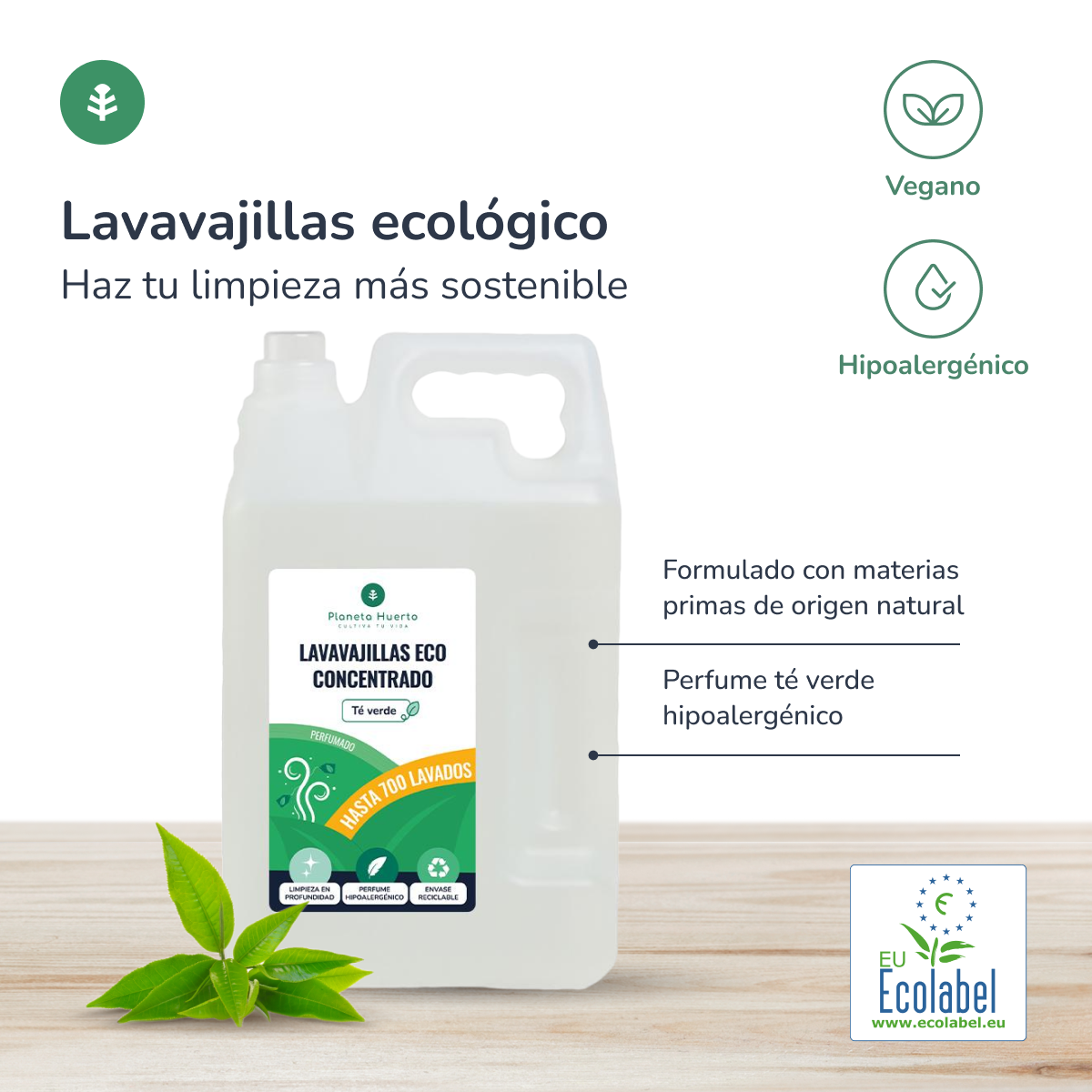 Máquina de lavar louça manual Chá Verde ECO Planeta Huerto 5l
