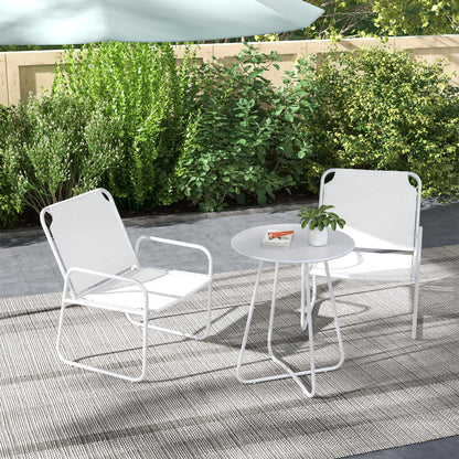 Outsunny Conjunto De Muebles De Jardín Con Marco De Acero Y Reposabrazos Blanco_1