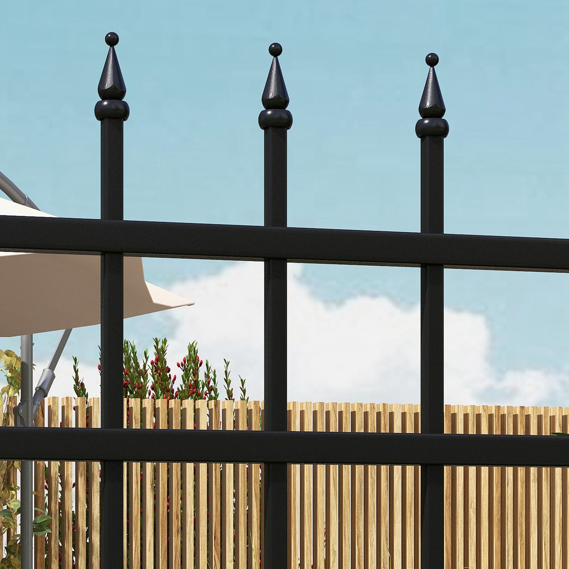 Outsunny Puerta De Jardín Con Decoración De Flechas 107x204 Cm Negro_4