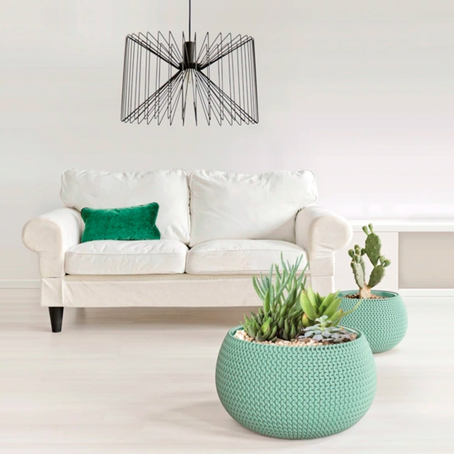 Maceta Redonda Con Deposito Splofy Bowl De Plastico En Color Blanco 47,8 (largo) X 47,8 (ancho) X 30 (altura) Cm