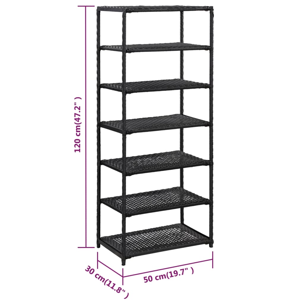 Vidaxl Estantería Para Zapatos De Ratán Sintético Negro 50x30x120 Cm_2