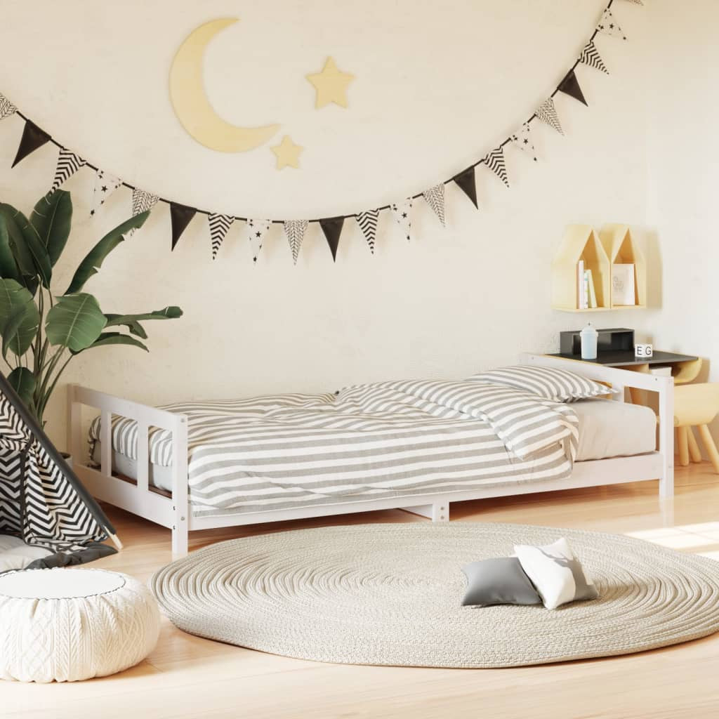 Vidaxl Estructura De Cama Para Niños Madera De Pino Blanco 90x190 Cm_1