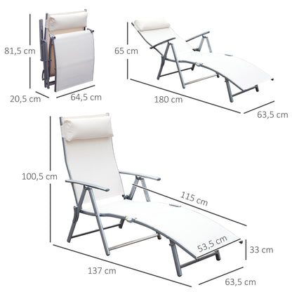 Outsunny Set De 2 Tumbonas Plegables Con Respaldo Ajustable 137x63,5x100,5 Cm_2