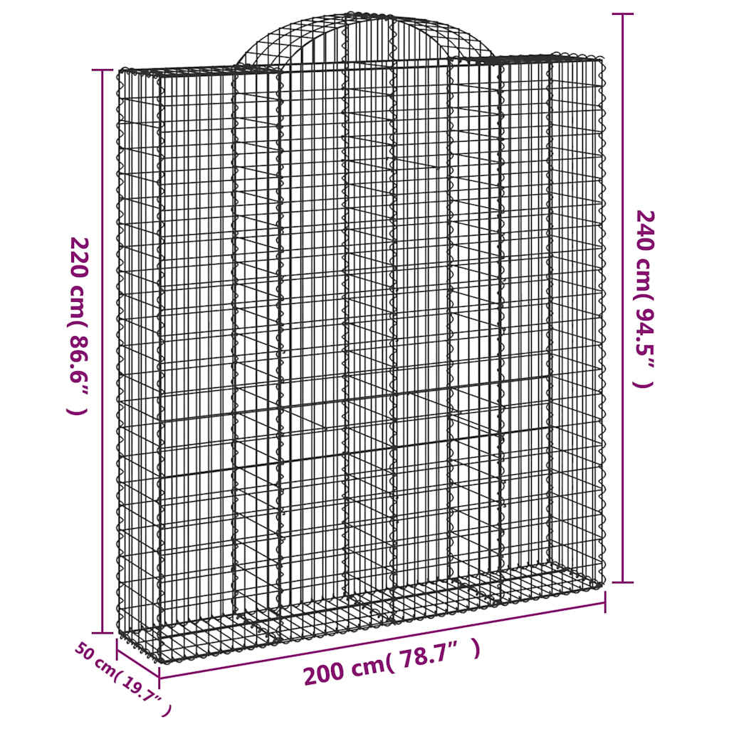 Cestas De Gaviones 9 Uds Forma De Arco Hierro 200x50x220/240 Cm_5
