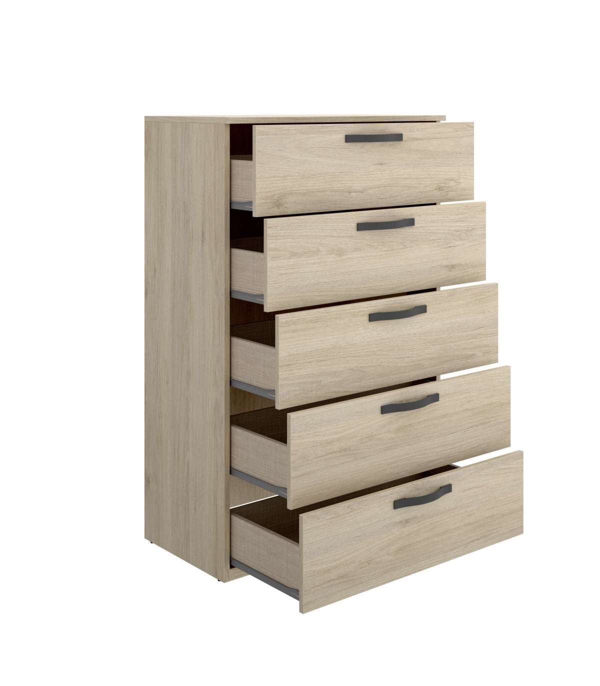 Sinfonier 5 Cajones Jaen, Para Dormitorio Acabado Natural , Medidas: 70.4 Cm (ancho) X 44.7 Cm (fondo) 117 Cm (alto)._2