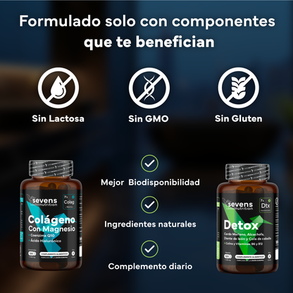 Colágeno Marino Con Magnesio + Detox Con Cardo Mariano. Sevens Nutrition. Articulaciones, Piel Y Depuración Hepática_3