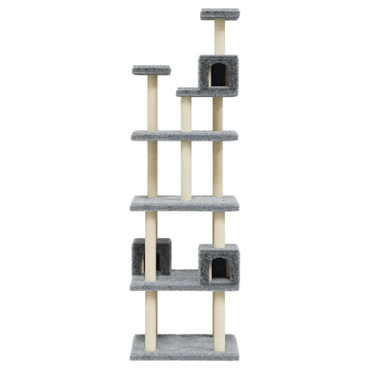 Rascador Para Gatos Con Postes De Sisal Gris Claro 188 Cm_3