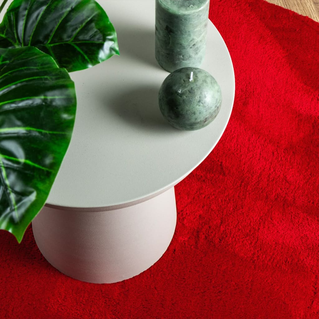 Alfombra De Pelo Corto Suave Lavable Huarte Rojo Ø 100 Cm / Vetonek_2