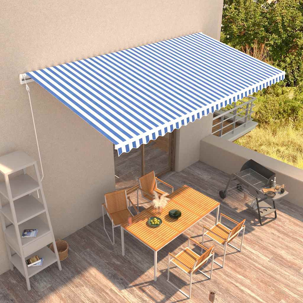 Vidaxl Toldo Automático Retráctil Azul Y Blanco 600x300 Cm_1