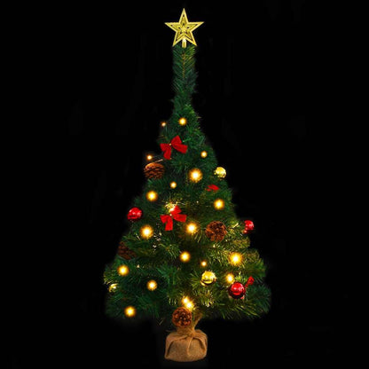 Vidaxl Árbol De Navidad Preiluminado Con Luces Y Bolas Verde 64 Cm_4